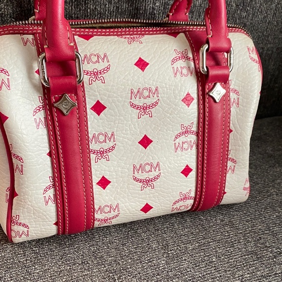 Authentic MCM Mini White and Red Satchel Bag - Picture 3 of 12